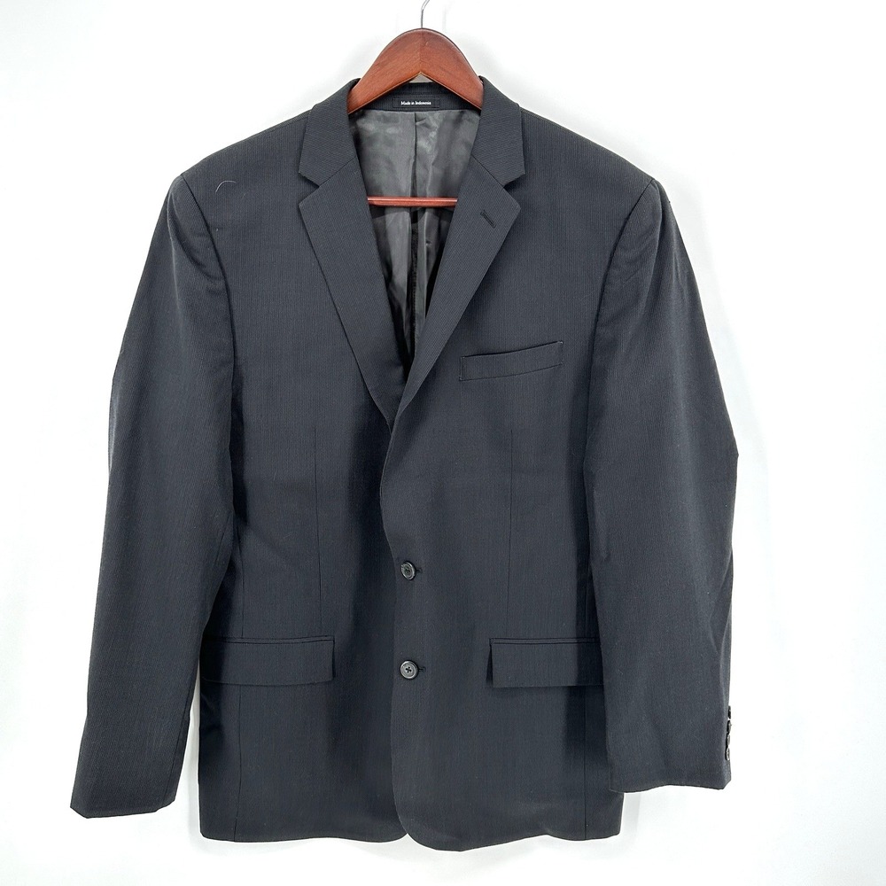EGARA Men's Slim Fit Black Wool Lightweight Blazer Sport Coat Jacket 46R Prom